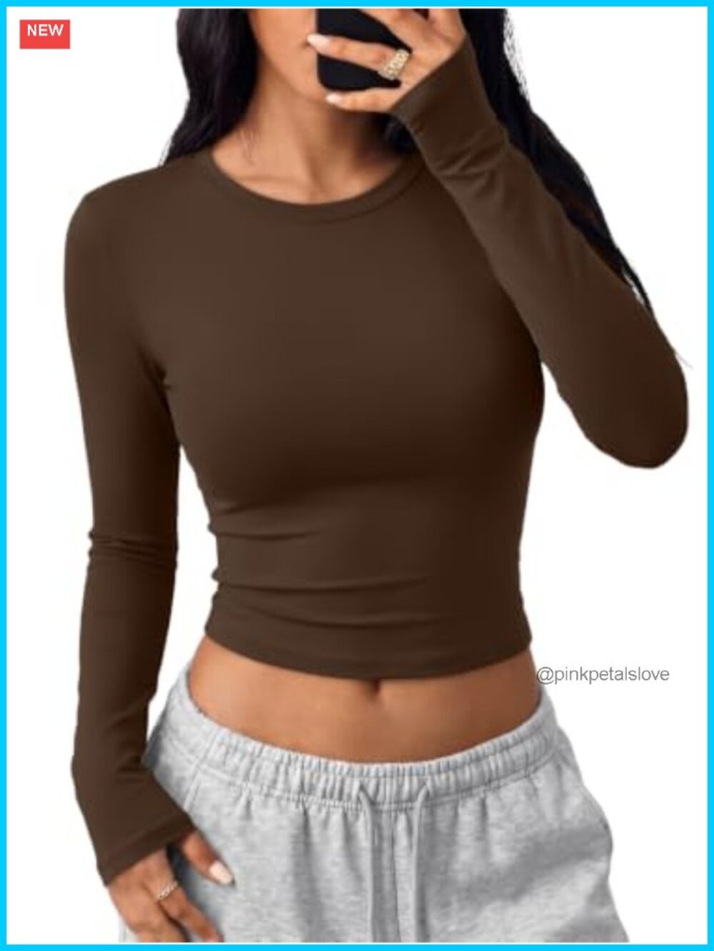 Womens Long Sleeve Crop Top Y2K Basic Slim Fit Stretch Polyester Spandex